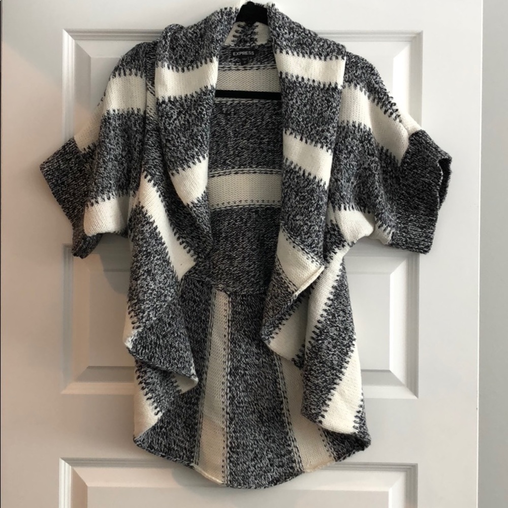 Express Black and Grey striped cardigan sweater